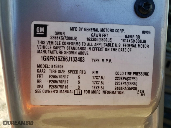 2006 GMC Yukon XL SLT with VIN 1GKFK16Z66J133403, listed as a Copart auction lot 42411325 with 256,434 mi miles and Salvage Title. Bid and sale history available at carsss.com. Image 13.