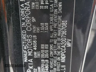 2013 Kia Sportage EX with VIN KNDPCCA20D7367081, listed as a Copart auction lot 57668845 with 116,137 mi miles and Salvage title. Bid and sale history available at DreamBid. Image 13.