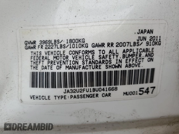 2011 Mitsubishi Lancer ES z VIN JA32U2FU1BU041668, wystawiony jako Copart lot #51096345 z przebiegiem 119 508 mil mil oraz Szkoda całkowita • Salvage title. Historia ofert i sprzedaży dostępna na DreamBid. Obrazek 15.