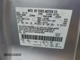 2010 Ford Escape XLS с VIN 1FMCU0C77AKD47899, выставлен на аукционе Copart как лот 45043535 с пробегом Не указан миль и Списание • Salvage title. История ставок и продаж доступна на DreamBid. Изображение 15.