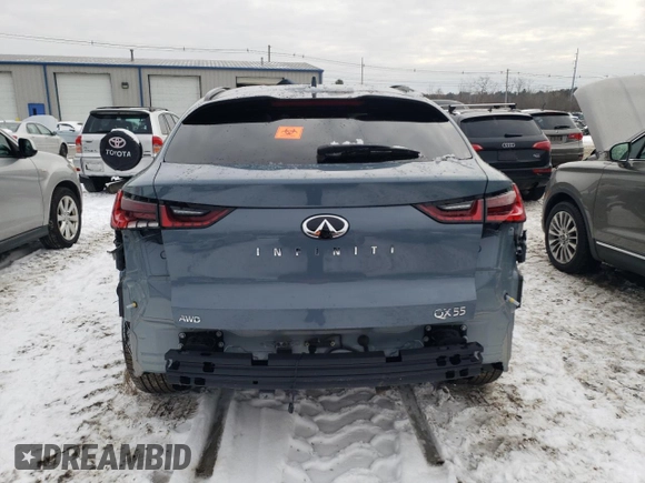 2023 Infiniti QX55 Luxe with VIN 3PCAJ5JR4PF121072, listed as a Copart auction lot 85636674 with Not provided miles and Salvage title. Bid and sale history available at DreamBid. Image 6.