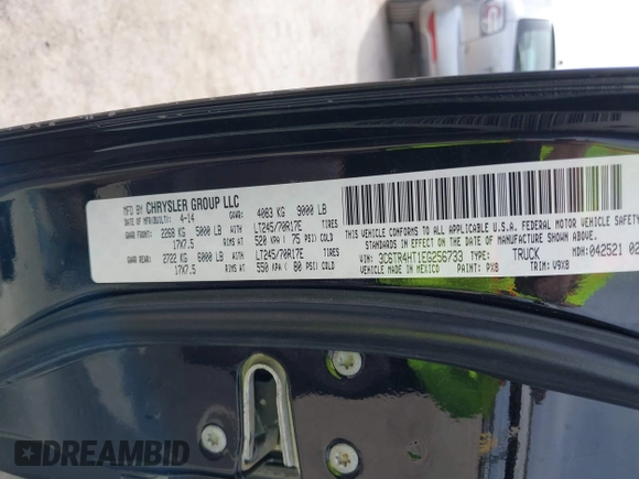 2014 Ram 2500 Tradesman с VIN 3C6TR4HT1EG256733, выставлен на аукционе IAAI как лот 41834445 с пробегом 70 056 миль миль и . История ставок и продаж доступна на DreamBid. Изображение 9.