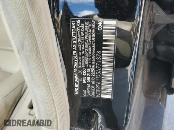 2005 Mercedes-Benz C 240 z VIN WDBRF61J05A771378, wystawiony jako Copart lot #64132575 z przebiegiem 134 018 mil mil oraz Szkoda całkowita • Salvage title. Historia ofert i sprzedaży dostępna na DreamBid. Obrazek 12.