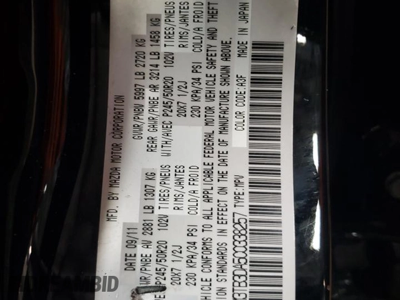 2012 Mazda CX-9 Grand Touring with VIN JM3TB3DA5C0338257, listed as a Copart auction lot 47370335 with Not Provided miles and Salvage Title. Bid and sale history available at carsss.com. Image 13.