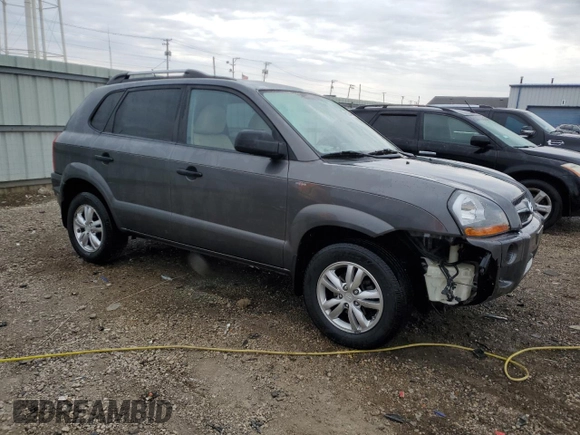 2009 Hyundai Tucson GLS with VIN KM8JM12B79U042597, listed as a Copart auction lot 52164465 with 90,943 mi miles and Salvage Title. Bid and sale history available at carsss.com. Image 4.