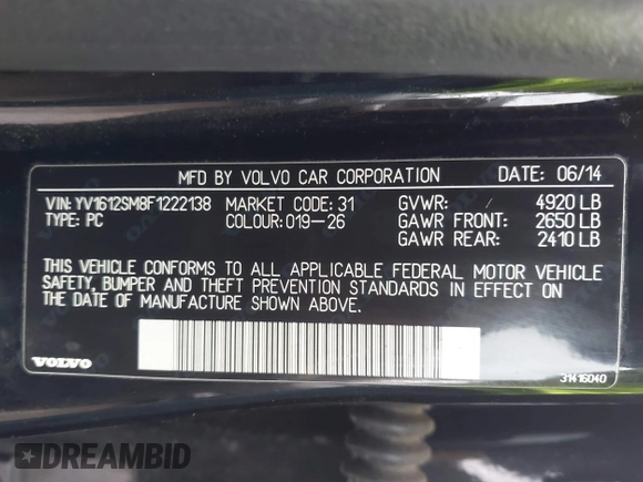 2015 Volvo V60 z VIN YV1612SM8F1222138, wystawiony jako IAAI lot #41212660 z przebiegiem 88 174 mil mil oraz . Historia ofert i sprzedaży dostępna na DreamBid. Obrazek 9.