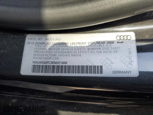 2014 Audi A7 Premium Plus с VIN WAUWGAFC3EN001888, выставлен на аукционе Copart как лот 45720635 с пробегом 116 351 миль миль и Чистый • Clean title. История ставок и продаж доступна на DreamBid. Изображение 13.