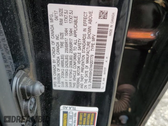 2017 Honda CR-V LX z VIN 2HKRW6H37HH207779, wystawiony jako Copart lot #60102965 z przebiegiem 108 894 mil mil oraz Szkoda całkowita • Salvage title. Historia ofert i sprzedaży dostępna na DreamBid. Obrazek 13.