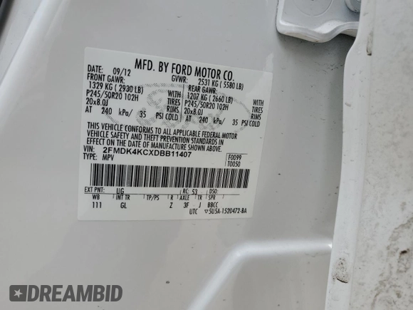 2013 Ford Edge Limited with VIN 2FMDK4KCXDBB11407, listed as a Copart auction lot 45391285 with 137,904 mi miles and Salvage Title. Bid and sale history available at carsss.com. Image 16.