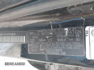 2012 Kia Forte LX with VIN KNAFT4A22C5589131, listed as a IAAI auction lot 41942152 with 257,548 mi miles. Bid and sale history available at carsss.com. Image 9.