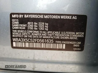 2015 BMW 3 Series GT 328i xDrive with VIN WBA3X5C52FD561635, listed as a Copart auction lot 66566593 with 120,191 mi miles. Bid and sale history available at carsss.com. Image 12.