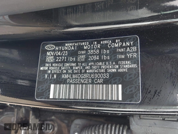 2024 Hyundai Elantra SEL z VIN KMHLM4DG8RU690033, wystawiony jako IAAI lot #42211444 z przebiegiem 19 708 mil mil oraz . Historia ofert i sprzedaży dostępna na DreamBid. Obrazek 9.