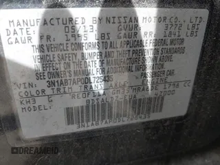 2013 Nissan Sentra SR with VIN 3N1AB7AP0DL725435, listed as a IAAI auction lot 42195992 with 129,594 mi miles and . Bid and sale history available at DreamBid. Image 9.