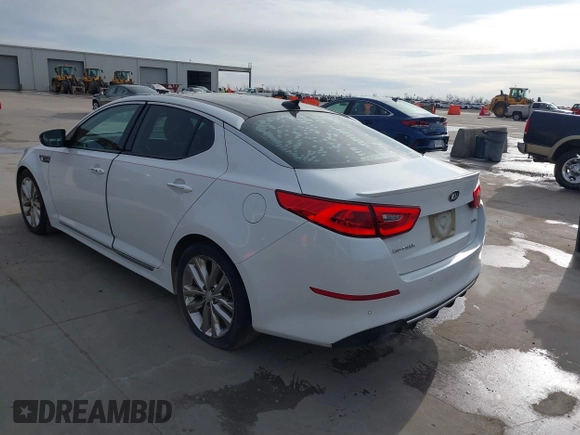 2015 Kia Optima SX Turbo with VIN 5XXGR4A60FG455078, listed as a IAAI auction lot 41305459 with 145,852 mi miles. Bid and sale history available at carsss.com. Image 3.