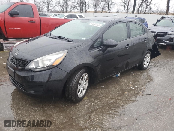 2014 Kia Rio LX with VIN KNADM4A35E6401373, listed as a Copart auction lot 47655755 with 117,500 mi miles and Salvage Title. Bid and sale history available at carsss.com. Image 1.
