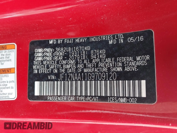 2016 Scion FR-S with VIN JF1ZNAA11G9709120, listed as a IAAI auction lot 41361502 with 74,281 mi miles. Bid and sale history available at carsss.com. Image 9.
