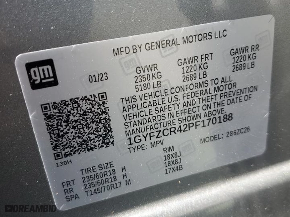 2023 Cadillac XT4 FWD Premium Luxury with VIN 1GYFZCR42PF170188, listed as a Copart auction lot 48849355 with 48,810 mi miles and Salvage Title. Bid and sale history available at carsss.com. Image 14.
