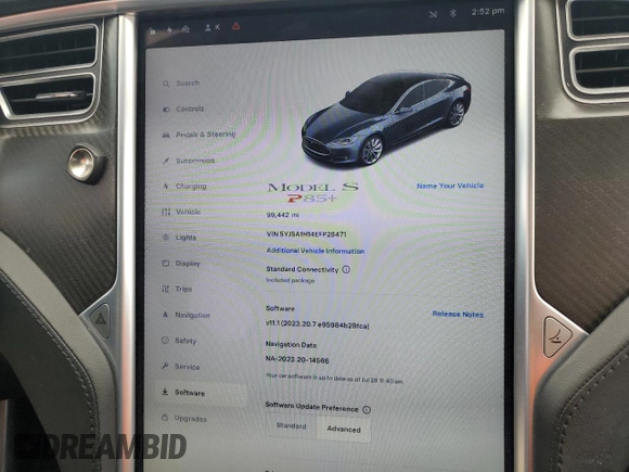 2014 Tesla Model S 60 with VIN 5YJSA1H14EFP28471, listed as a Copart auction lot 64928534 with 99,442 mi miles and Clean Title. Bid and sale history available at DreamBid. Image 9.