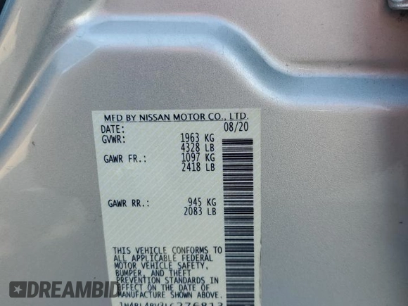 2020 Nissan Altima S z VIN 1N4BL4BV3LC276813, wystawiony jako Copart lot #53850985 z przebiegiem 61 992 mil mil oraz Szkoda całkowita • Salvage title. Historia ofert i sprzedaży dostępna na DreamBid. Obrazek 12.