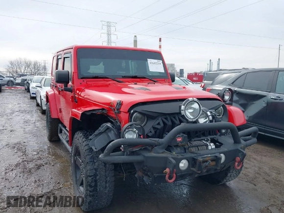 2015 Jeep Wrangler Unlimited Sahara with VIN 1C4BJWEG3FL590491, listed as a IAAI auction lot 41642219 with 148,759 mi miles. Bid and sale history available at carsss.com. Image 1.