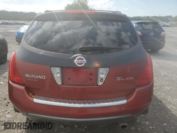 2007 Nissan Murano SE with VIN JN8AZ08W97W650878, listed as a Copart auction lot 56858545 with 123,304 mi miles and Salvage title. Bid and sale history available at DreamBid. Image 6.