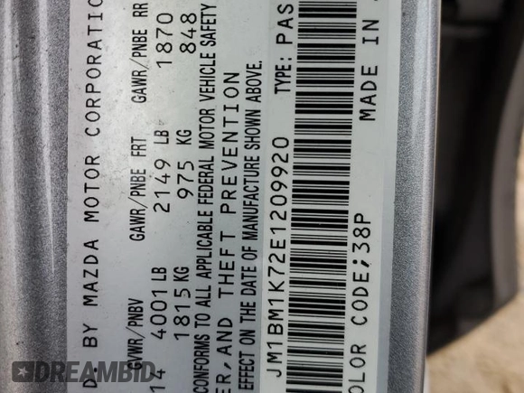 2014 Mazda 3 i Sport with VIN JM1BM1K72E1209920, listed as a Copart auction lot 82866304 with 172,268 mi miles and Salvage Title. Bid and sale history available at carsss.com. Image 14.