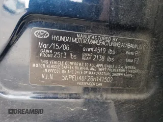2006 Hyundai Sonata GLS with VIN 5NPEU46F26H141502, listed as a Copart auction lot 52034635 with 169,786 mi miles and Salvage Title. Bid and sale history available at DreamBid. Image 12.