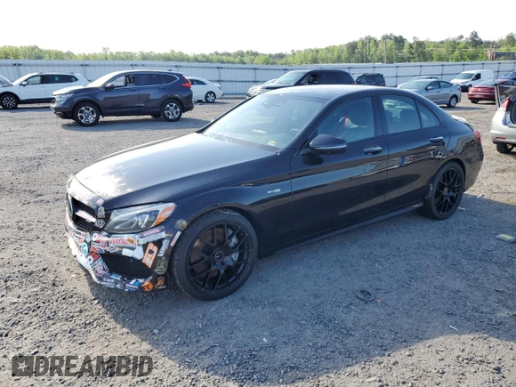 2018 Mercedes-Benz C 43 AMG with VIN 55SWF6EB9JU267340, listed as a Copart auction lot 55448435 with 80,303 mi miles and Clean Title. Bid and sale history available at carsss.com. Image 1.