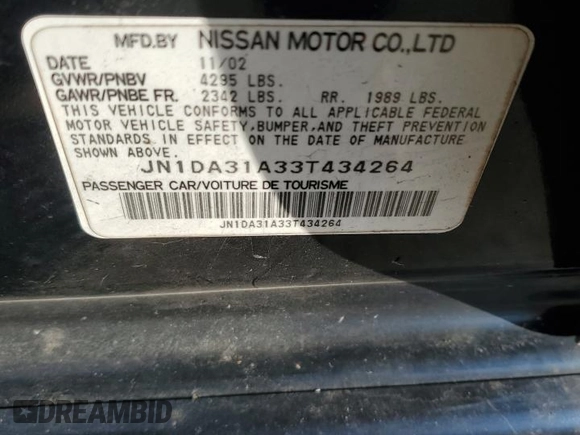 2003 Nissan Maxima SE z VIN JN1DA31A33T434264, wystawiony jako Copart lot #42189665 z przebiegiem 230 582 mil mil oraz Czysty tytuł • Clean title. Historia ofert i sprzedaży dostępna na DreamBid. Obrazek 14.