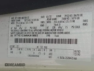 2022 Ford Transit z VIN 1FTYE1C84NKA19903, wystawiony jako IAAI lot #41757403 z przebiegiem 132 991 mil mil oraz . Historia ofert i sprzedaży dostępna na DreamBid. Obrazek 9.