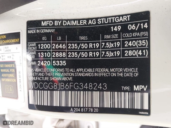 2015 Mercedes-Benz GLK-Class GLK 350 with VIN WDCGG8JB6FG348243, listed as a IAAI auction lot 41658114 with 81,077 mi miles. Bid and sale history available at carsss.com. Image 9.