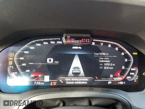 2022 BMW M4 Competition xDrive with VIN WBS43AZ02NCK74610, listed as a Copart auction lot 44002994 with 15,763 mi miles. Bid and sale history available at carsss.com. Image 9.
