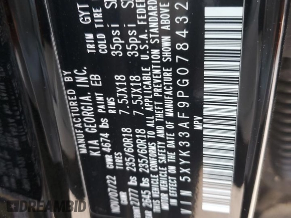 2023 Kia Sportage EX z VIN 5XYK33AF9PG078432, wystawiony jako Copart lot #54190335 z przebiegiem 46 110 mil mil oraz Szkoda całkowita • Salvage title. Historia ofert i sprzedaży dostępna na DreamBid. Obrazek 14.