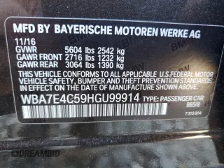 2017 BMW 7 Series 740i xDrive with VIN WBA7E4C59HGU99914, listed as a Copart auction lot 45283743 with 108,388 mi miles. Bid and sale history available at carsss.com. Image 12.