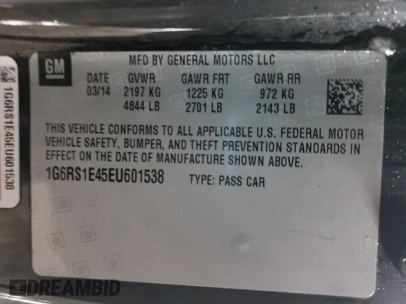 2014 Cadillac ELR z VIN 1G6RS1E45EU601538, wystawiony jako Copart lot #44822905 z przebiegiem 34 746 mil mil oraz Szkoda całkowita • Salvage title. Historia ofert i sprzedaży dostępna na DreamBid. Obrazek 12.