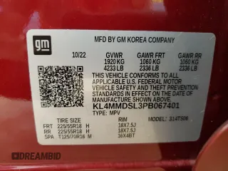 2023 Buick Encore GX Select с VIN KL4MMDSL3PB067401, выставлен на аукционе Copart как лот 53920045 с пробегом 24 140 миль миль и Списание • Salvage title. История ставок и продаж доступна на DreamBid. Изображение 13.