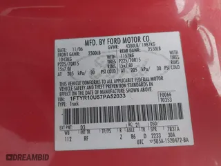2007 Ford Ranger XL with VIN 1FTYR10U57PA52033, listed as a IAAI auction lot 41616576 with 130,010 mi miles. Bid and sale history available at carsss.com. Image 9.