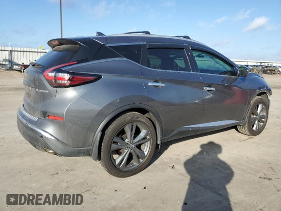 2020 Nissan Murano Platinum z VIN 5N1AZ2DJ7LN123029, wystawiony jako Copart lot #46598485 z przebiegiem 76 811 mil mil oraz Szkoda całkowita • Salvage title. Historia ofert i sprzedaży dostępna na DreamBid. Obrazek 3.