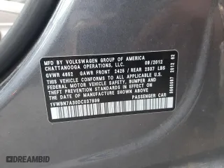 2013 Volkswagen Passat TDI SE w/Sunroof with VIN 1VWBN7A30DC037899, listed as a Copart auction lot 50524405 with 145,257 mi miles and Salvage Title. Bid and sale history available at carsss.com. Image 12.