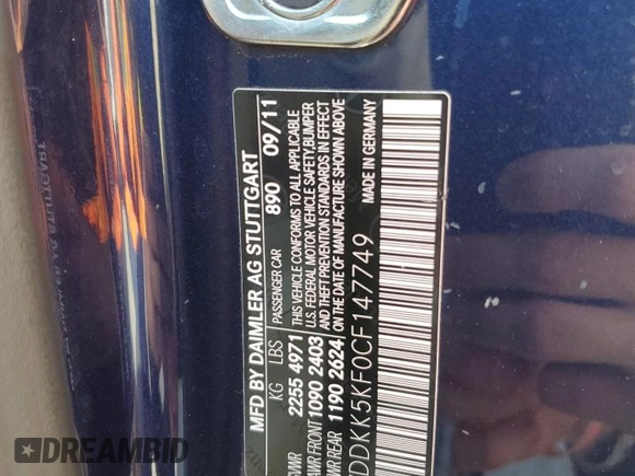 2012 Mercedes-Benz E 350 with VIN WDDKK5KF0CF147749, listed as a Copart auction lot 84523024 with 61,589 mi miles and Salvage Title. Bid and sale history available at DreamBid. Image 12.