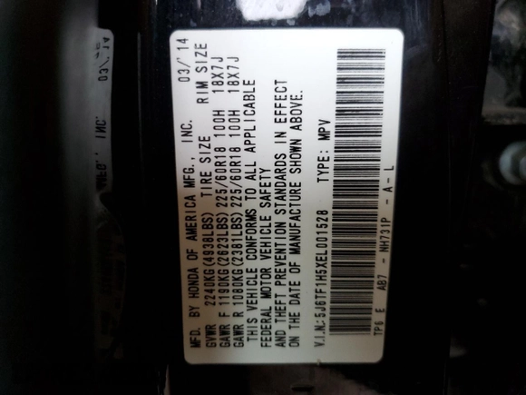 2014 Honda Crosstour EX-L with VIN 5J6TF1H5XEL001528, listed as a Copart auction lot 71312334 with 196,159 mi miles and Salvage Title. Bid and sale history available at carsss.com. Image 15.