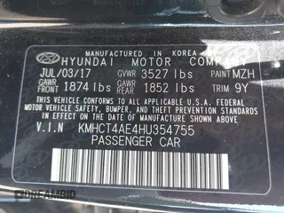2017 Hyundai Accent SE z VIN KMHCT4AE4HU354755, wystawiony jako IAAI lot #42391519 z przebiegiem 106 998 mil mil oraz . Historia ofert i sprzedaży dostępna na DreamBid. Obrazek 9.