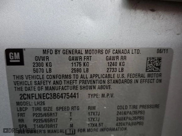 2011 Chevrolet Equinox LT w/2LT with VIN 2CNFLNEC3B6475441, listed as a Copart auction lot 84199254 with 0 mi miles and Clean Title. Bid and sale history available at carsss.com. Image 13.