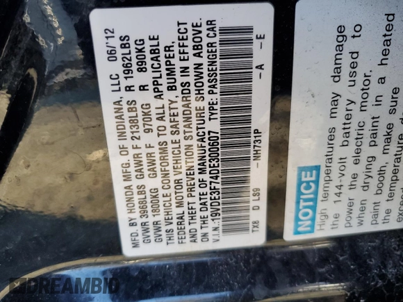 2013 Acura ILX Hybrid Technology z VIN 19VDE3F74DE300607, wystawiony jako Copart lot #45570515 z przebiegiem 138 218 mil mil oraz Szkoda całkowita • Salvage title. Historia ofert i sprzedaży dostępna na DreamBid. Obrazek 12.