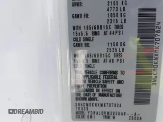 2021 Nissan NV200 SV with VIN 3N6CM0KNXMK707824, listed as a IAAI auction lot 42093549 with 135,175 mi miles and . Bid and sale history available at DreamBid. Image 9.