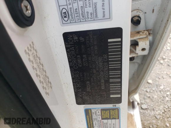 2015 Kia Optima z VIN KNAGM4ADXF5084090, wystawiony jako Copart lot #54019845 z przebiegiem Nie podano mil oraz Szkoda całkowita • Salvage title. Historia ofert i sprzedaży dostępna na DreamBid. Obrazek 13.