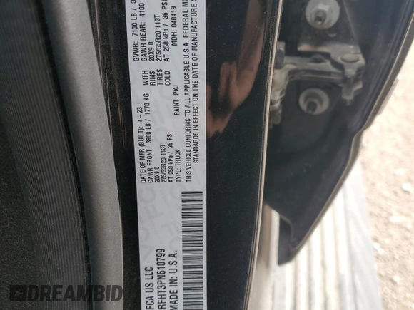 2023 Ram 1500 Limited z VIN 1C6SRFHT3PN610799, wystawiony jako Copart lot #50388545 z przebiegiem 18 416 mil mil oraz Szkoda całkowita • Salvage title. Historia ofert i sprzedaży dostępna na DreamBid. Obrazek 12.