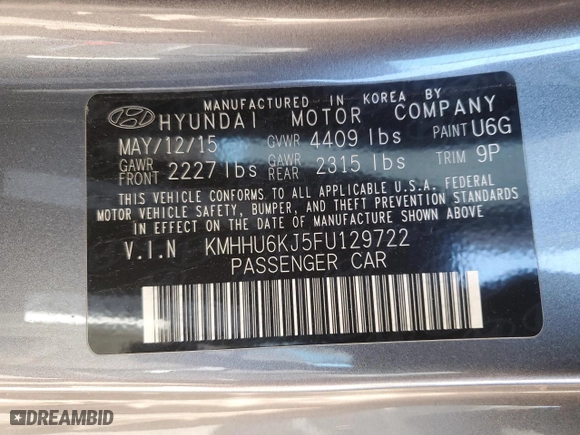 2015 Hyundai Genesis Coupe 3.8L Ultimate with VIN KMHHU6KJ5FU129722, listed as a Copart auction lot 44277855 with 0 mi miles and Salvage Title. Bid and sale history available at carsss.com. Image 12.