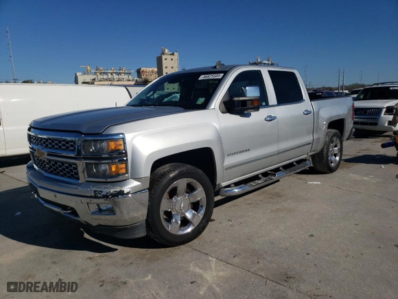 2015 Chevrolet Silverado 1500 LTZ with VIN 3GCUCSEC9FG274082, listed as a Copart auction lot 46825585 with 137,433 mi miles and Salvage Title. Bid and sale history available at carsss.com. Image 1.