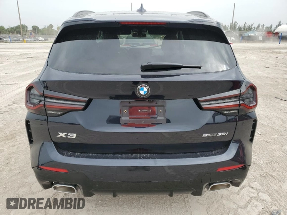 2024 BMW X3 sDrive30i with VIN 5UX43DP05R9W74853, listed as a Copart auction lot 51118215 with Not Provided miles and Non Repairable. Bid and sale history available at DreamBid. Image 6.